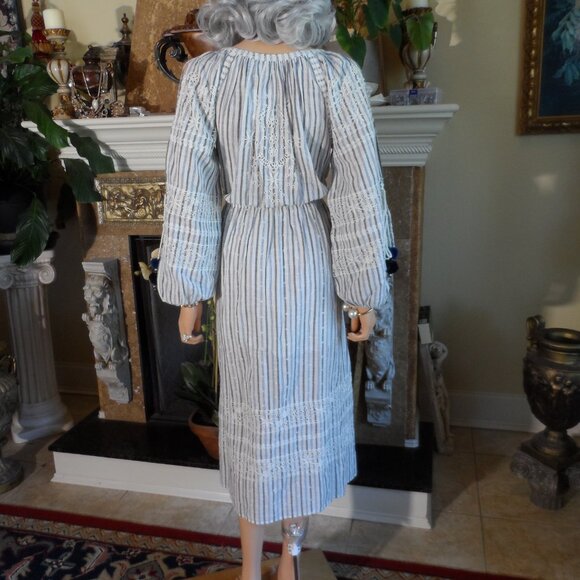 New LoveShackFancy Blue/Ivory Striped Maxi Dress Size S - Picture 13 of 16